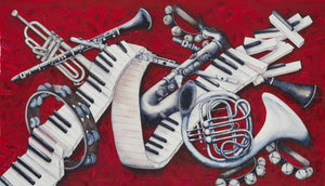 Musical Instruments Watercolour - "Black & White + One"