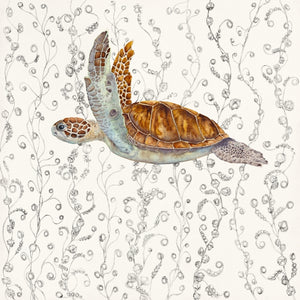 A green turtle gliding