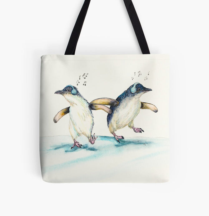 Tote Bag of dancing penguins