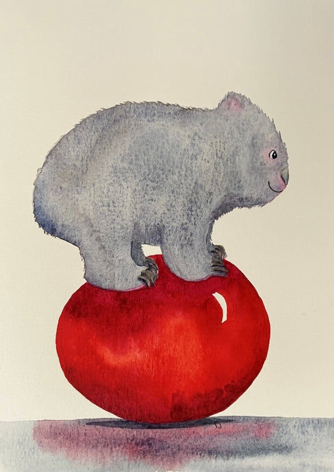 Happiness is a Shiny, New Fit Ball Original Painting