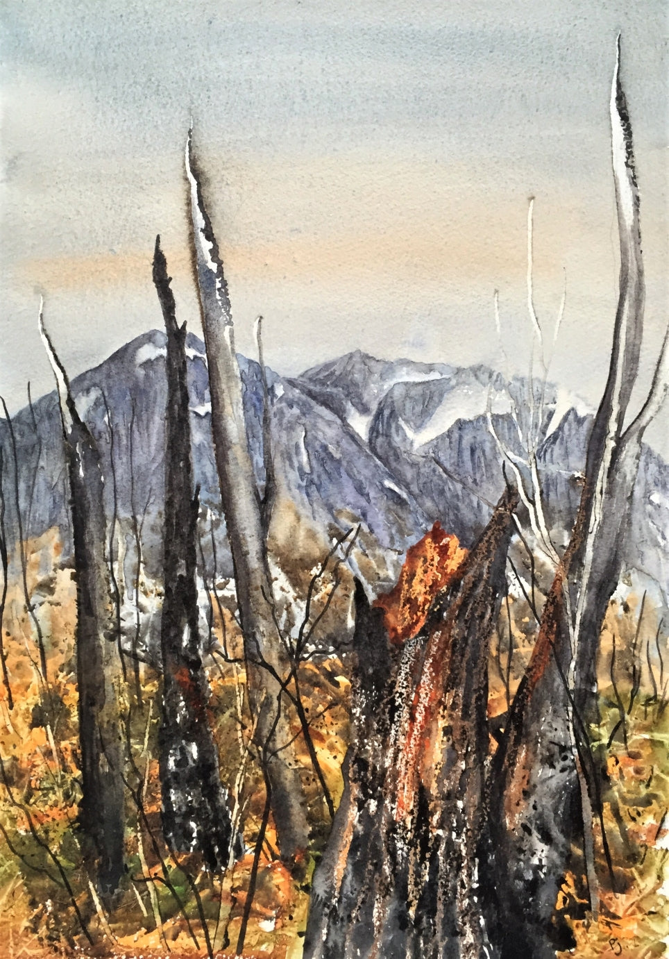 Burnt Landscape - an Original Watercolour Painting