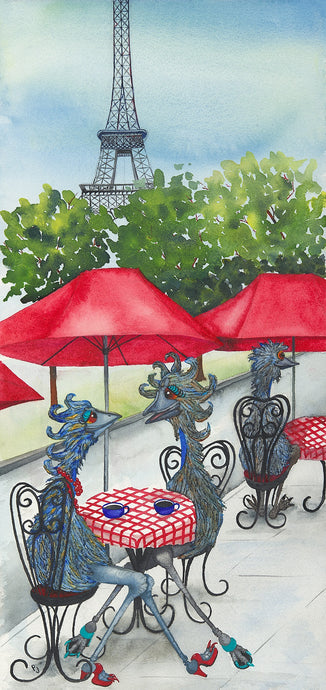 Café Paris - Emu Watercolour Print