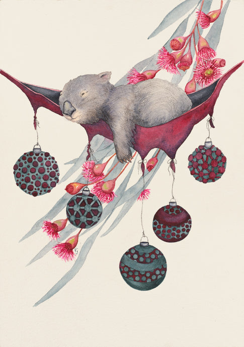 Christmas Siesta - Wombat Watercolour
