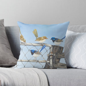 Cushion Cover with superb fairy-wrens