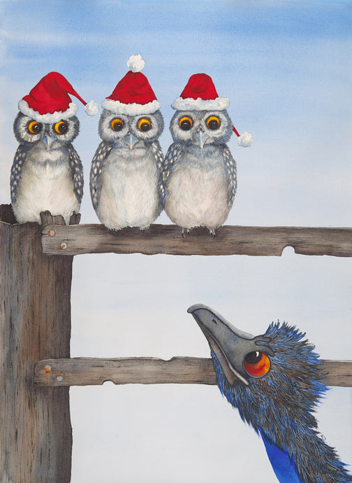 Five Emu-themed Christmas Greeting Card Set