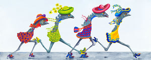 Off to the Races! II - an Emu Watercolour print