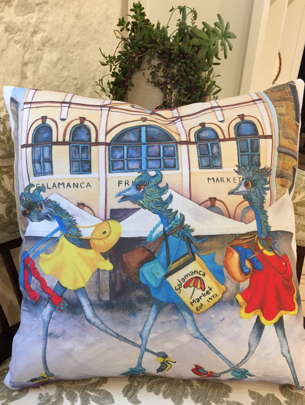 Cushion Cover of emus at Salamanca