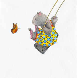 Butterfly and wombat meet