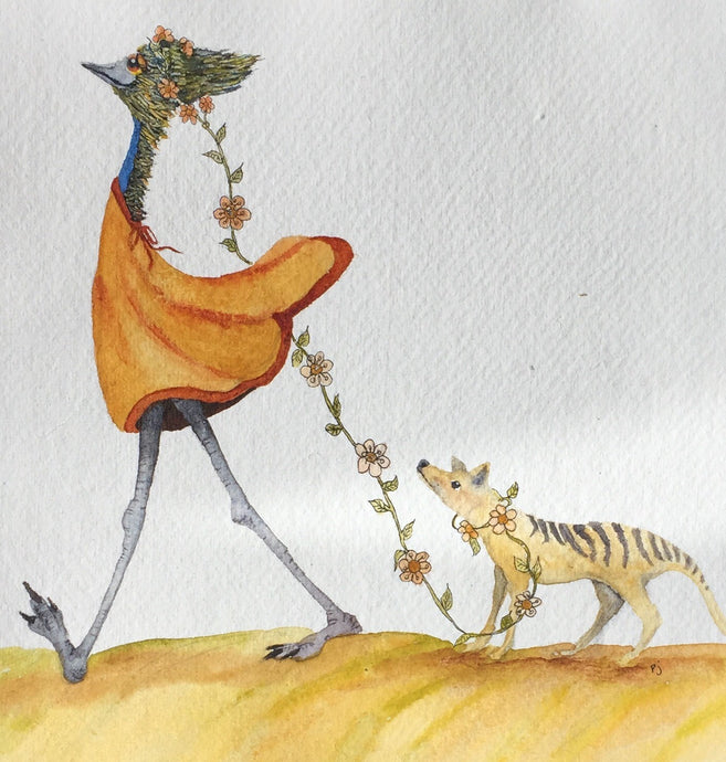 Tiger and I - an Original Watercolour Painting SOLD