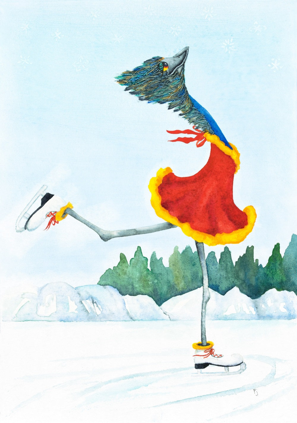 Emu Icecapades - Print of an Emu Watercolour