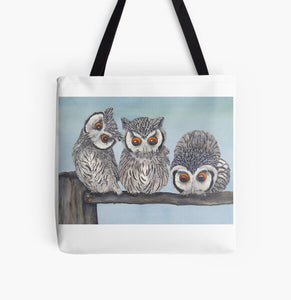 Tote Bag: White Faced Scops Owls